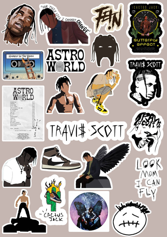 Travis Scott Inspired Laptop Sticker Collection (Pack of 21)