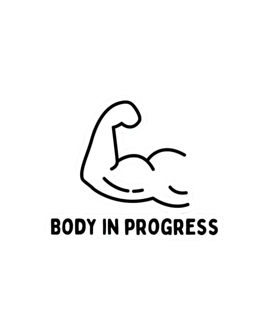 Sculpting Success: Body In Progress Gym Laptop Sticker
